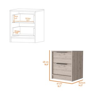 Washington Nightstand Two Large Drawers <b>Storage</b> Drawer Bedroom Furniture - Product Image 4