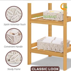 Giỏ lưu trữ macrame-Giỏ Boho dệt thủ công với lớp lót vải và tay cầm bằng gỗ cho phòng ngủ phòng khách nhà trẻ - Product Image 3
