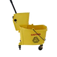 20L Mop Bucket Side Press Wringer on Wheels Cleaning Commercial Mop Bucket  on Wheels (Yellow, Plastic Wheel)