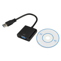 Adaptateur USB 3.0 vers VGA mâle-mâle, câble de mise en miroir d'écran d'ordinateur portable filaire à noyau en cuivre pour ordinateur de bureau et ordinateur portable