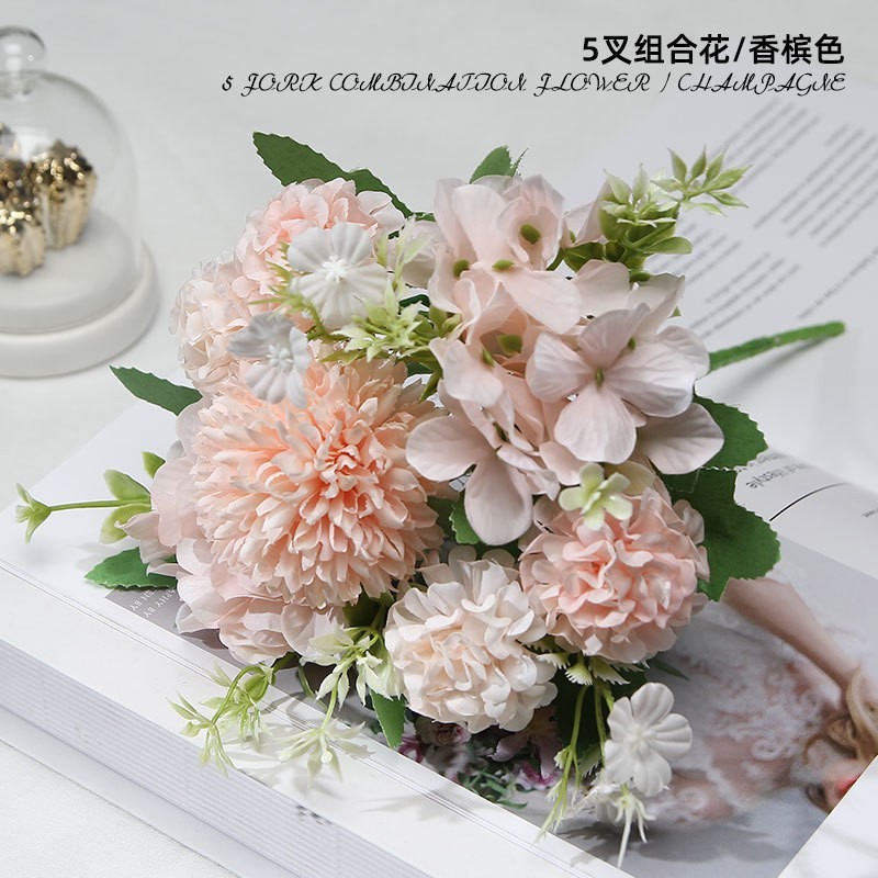 Ensemble d'hortensias Effie à 5 fourchettes [Champagne argenté]
