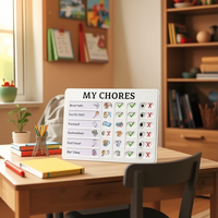 Tableau de tâches pour enfants SUNTECH en plastique PP, liste de routine quotidienne, planificateur de suivi du comportement avec bouton coulissant, pour tout-petits, maison, école maternelle