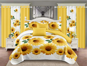 Venta al por mayor de 6 piezas de microfibra King Size juego de sábanas funda de almohada a rayas planta de algodón para hoteles flor impresa ropa de cama Stock - Product Image 4