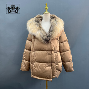 <span class=keywords><strong>Veste</strong></span> d'hiver longue en duvet de canard à col en fourrure de renard véritable sur mesure Janefur, <span class=keywords><strong>grande</strong></span> <span class=keywords><strong>taille</strong></span> pour femmes, col en fourrure volumineux - Product Image 3