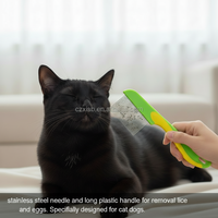 Grands stocks de peignes professionnels en acier inoxydable à poignée en plastique, à dents fines, design simple, écologiques, pour chats et chiens, usage en salon et à domicile