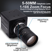 Kamera USB ELP 5 Megapixel CMOS OV5640 dengan Lensa Zoom Varifokal HD 5-50mm, Kamera Streaming HD USB untuk PC Desktop, Laptop