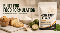 Poudre d'extrait de fruit du moine 20% Mogroside V testée HPLC Qualité alimentaire Jaune brun clair Sachet en aluminium