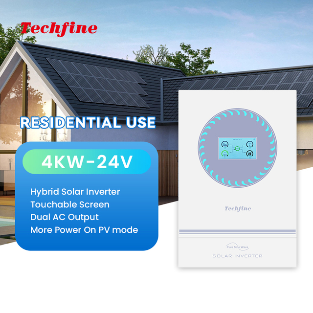 RGB Touchable Screen 4000W On/Off Grid Hybrid Solar Storage Inverter with Single Output for 24V Battery System