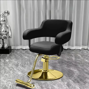 Silla <span class=keywords><strong>de</strong></span> Barbero <span class=keywords><strong>de</strong></span> Cuero Sintético <span class=keywords><strong>de</strong></span> Lujo, con Marco Metálico y Altura Ajustable, Sillas <span class=keywords><strong>de</strong></span> Espera para Clientes - Product Image 2