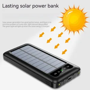 Produits en gros d'usine en vrac nouvelles idées de produits 2024 Dual USB Slim Portable OEM logo 10000mah Solar Power Bank