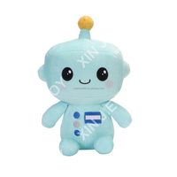 Poupée en peluche robot personnalisée avec logo fabriqué en usine, poupée en peluche robot de couleur bleue, design de dessin animé, poupée robot en peluche douce