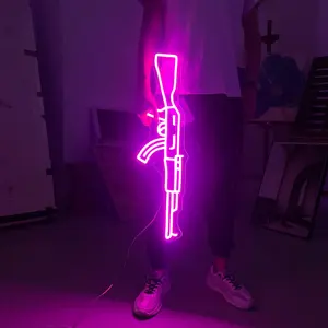 AK47 Gun Neon Sign  12V PVC LED Neon Custom Party Wall Art Office Home Shop Window Display Neon Logo Signs For Store