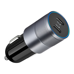 Cargador de coche dual PD de 40W con carga rápida tipo C para estándar estadounidense, mini, negro y gris - Product Image 1