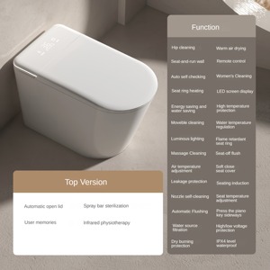 CE CUPC WC intelligent monobloc avec couvercle à ouverture automatique, chasse d'eau à capteur de pied et bidet à chauffage instantané, WC intelligent allongé et moderne - Product Image 6