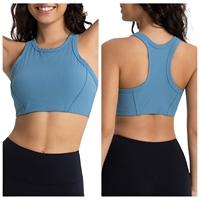 YNSEA Soutien-gorge de sport dos nageur pour femme, maintien élevé, sans couture, côtelé, débardeur court long, rembourré, pour la gym et le fitness