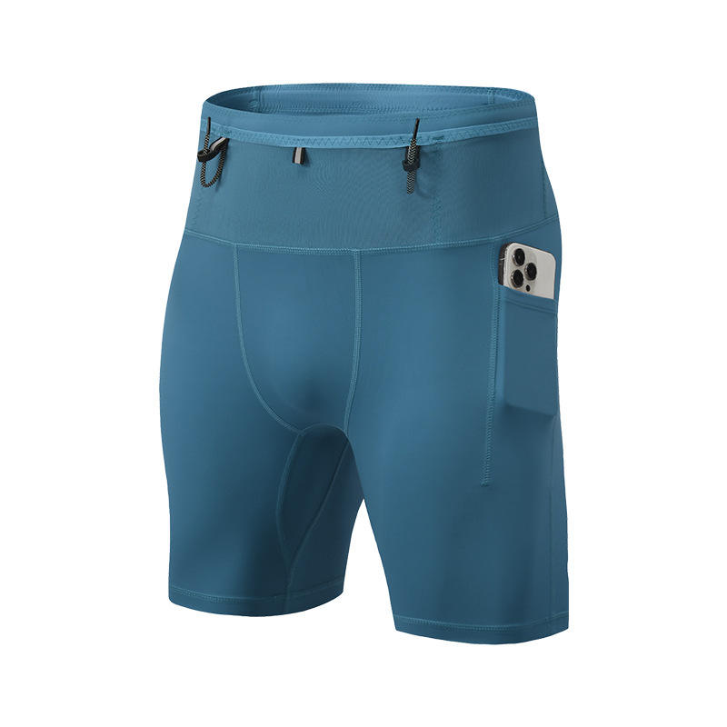 Compression Wrinkles Men's Mid-rise Compression Shorts Summer Solid Color Running Fitness ...