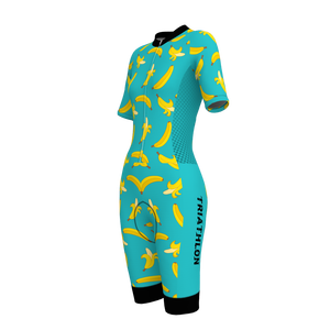 HIRBGOD Femme Tri Suit Avec Manches Courtes Aero Fit J'aime l'Équipement <span class=keywords><strong>de</strong></span> <span class=keywords><strong>Triathlon</strong></span> Banana - Product Image 2