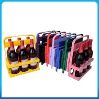 Portador de Botellas Plegable de Plástico Portátil para Seis Botellas de Cerveza, Cestas para Bebidas, Portador de 2 Botellas de Vino