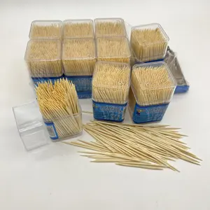 Benutzer definierte Großhandel individuelle natürliche verpackte Masse Bambus Holz Zahnstocher Zahnstocher Plastik flasche Verpackungs papier eingewickelt