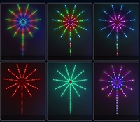 Lampes à LED à effet de feux d'artifice dimmables 3m blanc chaud en fer pour jardin, lampe décorative IP44 5V avec télécommande via application