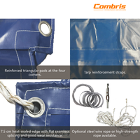 Bâche de protection Combris nouvelle, imperméable, en vinyle robuste avec bords renforcés et œillets