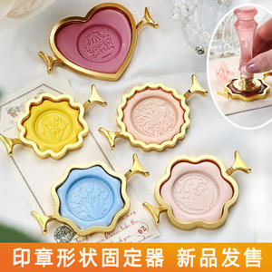 Moule à sceau de cire en forme de cœur et de fleur avec cadre doré pour la décoration - Product Image 4