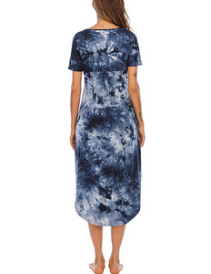Vestido de salón de una pieza largo suave para mujer, vestido de pijama sólido para dormir, ropa de noche para el hogar, estilo informal Suelto - Product Image 6