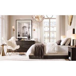 Lit à panneaux pour chambre à coucher, luxe discret, cadre de lit en bois pour intérieur - Product Image 2