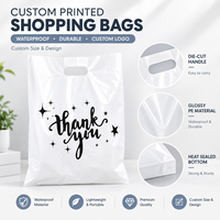 Sacs de courses en plastique découpés sur mesure avec poignées, personnalisés avec logo imprimé, en HDPE et LDPE, directement de l'usine