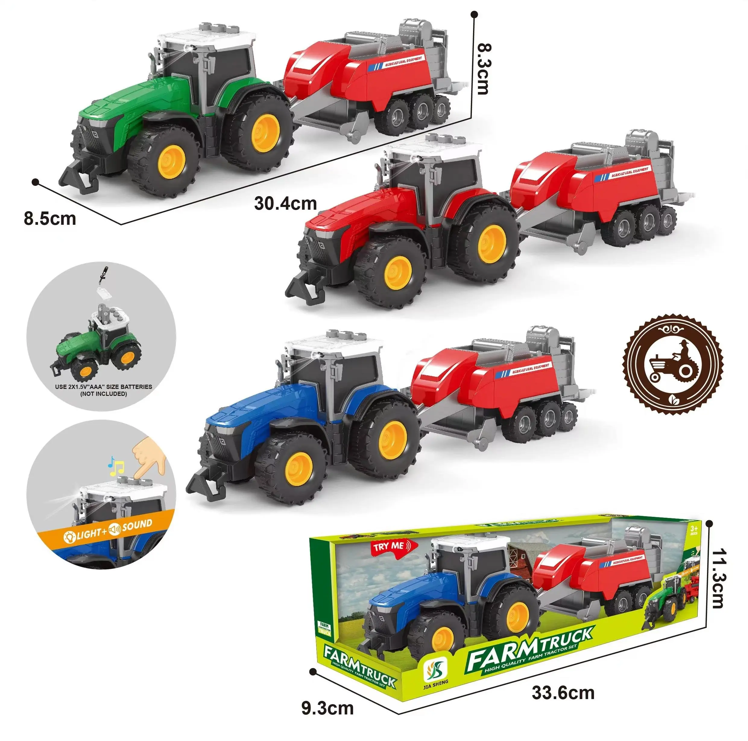 Electricity children's play game simulation Inertial farm transporter hay bale car plastic toy truck with light and music