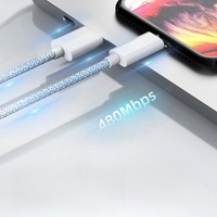 Câble de charge rapide DFX Durable PD 60W USB 2.0 C/C en PVC tressé en nylon, cuivre pur, pour iOS et Android