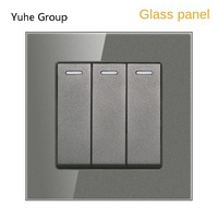 Interrupteur mural universel domestique durable IP20 250V à écran tactile 10A en verre, installation facile, interrupteur d'éclairage 1 entrée 1 sortie et 2 voies