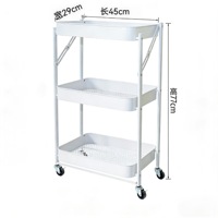 Chariot de rangement roulant à 3 niveaux 45*29*77cm, chariot utilitaire en métal avec roues verrouillables pour cuisine, salle de bain, maison, bureau