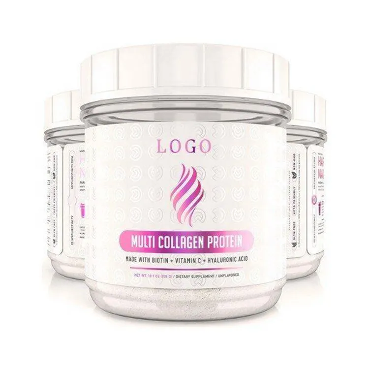 OEM High Quality Pure Collagen Powder Multi Collagen Protein With Biotin Vitamin C For Hair Skin & Nail Health