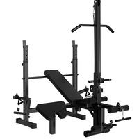 Appareil de musculation pliable commercial pour la maison, multifonctionnel : Lat Pulldown, Cable Fly, Bench Press, Leg Curl, construction en acier durable et sécurisée