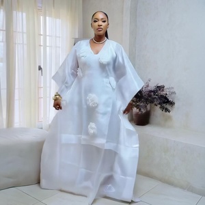Ensemble de robe boubou <span class=keywords><strong>africaine</strong></span> pour femmes, style <span class=keywords><strong>moderne</strong></span>, deux pièces, avec foulard - Product Image 4