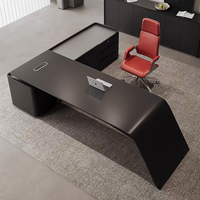 Meubles de bureau, bureau de direction en forme de L, bureau de qualité, table de luxe administrative pour la maison, table en bois pour PDG