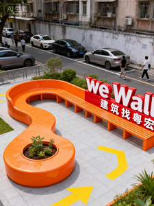 Conjunto Modular <span class=keywords><strong>de</strong></span> Muebles <span class=keywords><strong>de</strong></span> Exterior con Área <span class=keywords><strong>de</strong></span> Juegos Interactiva |   Sofá Curvo Amarillo Personalizado y Asientos Divertidos para Espacios Públicos - Product Image 3