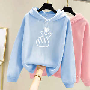 Sweat-shirt à capuche en polaire pour femme, manches longues, imprimé mignon sur la poitrine, printemps, automne, hiver - Product Image 5