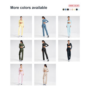 Conjunto Deportivo de Manga Larga de Algodón Orgánico Personalizado, de Secado Rápido y Transpirable, para Mujer, Leggings de Gimnasio, Camiseta Ajustada, Conjunto de Yoga - Product Image 3