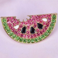 Mode cristal pastèque broche collier Badge Corsage bijoux accessoire