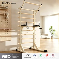 Équipement de fitness multifonctionnel en bois de chêne côtelé, pliable, pour extérieururs, avec cadre mural pour étirements des jambes et barre de traction pour studio de danse
