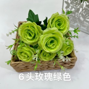 Lichao Artificial Roses <b>Silk</b> <b>Flowers</b> Realistic Wedding Home Decoration Props 6 Head Arrangement - Product Image 4