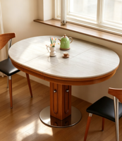 Table à manger moderne de luxe pour petit appartement, plateau en marbre blanc, base en chêne, 4 places, extensible, pliable, imperméable, écologique