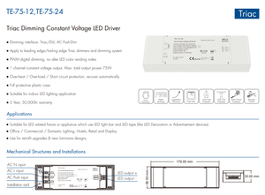 Alimentation LED à tension constante SKYDANCE <span class=keywords><strong>TE</strong></span>-75-12 75W 12V 1 canal, compatible Push-Dim Triac, pour LED monochromes - Product Image 3