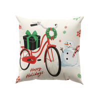 Housse de coussin décorative carrée imprimée Joyeux Noël pour canapé, maison et hôtel, en peluche courte écologique