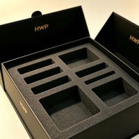 Boîte cadeau de luxe personnalisée à double porte avec insert en EVA découpé, logo estampé à chaud en or, boîte d'emballage en carton rigide pour cadeaux haut de gamme