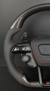 Volante de Carreras Personalizado de Fibra de Carbono y Cuero con Palancas de Cambio Cosidas para <span class=keywords><strong>Audi</strong></span> A3/A4/A6 - Product Image 5