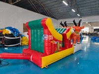 Canapé gonflable géant de Noël CH de qualité commerciale pour l'extérieur, chaise photo gonflable en forme de traîneau du Père Noël pour enfants