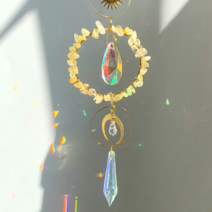 Wholesale Crystal Suncatcher Wind Chime | Sun Moon Hanging Prism <strong>Rainbow</strong> <strong>Maker</strong> | Home Window Decor Ornament with Love Theme - Product Image 6